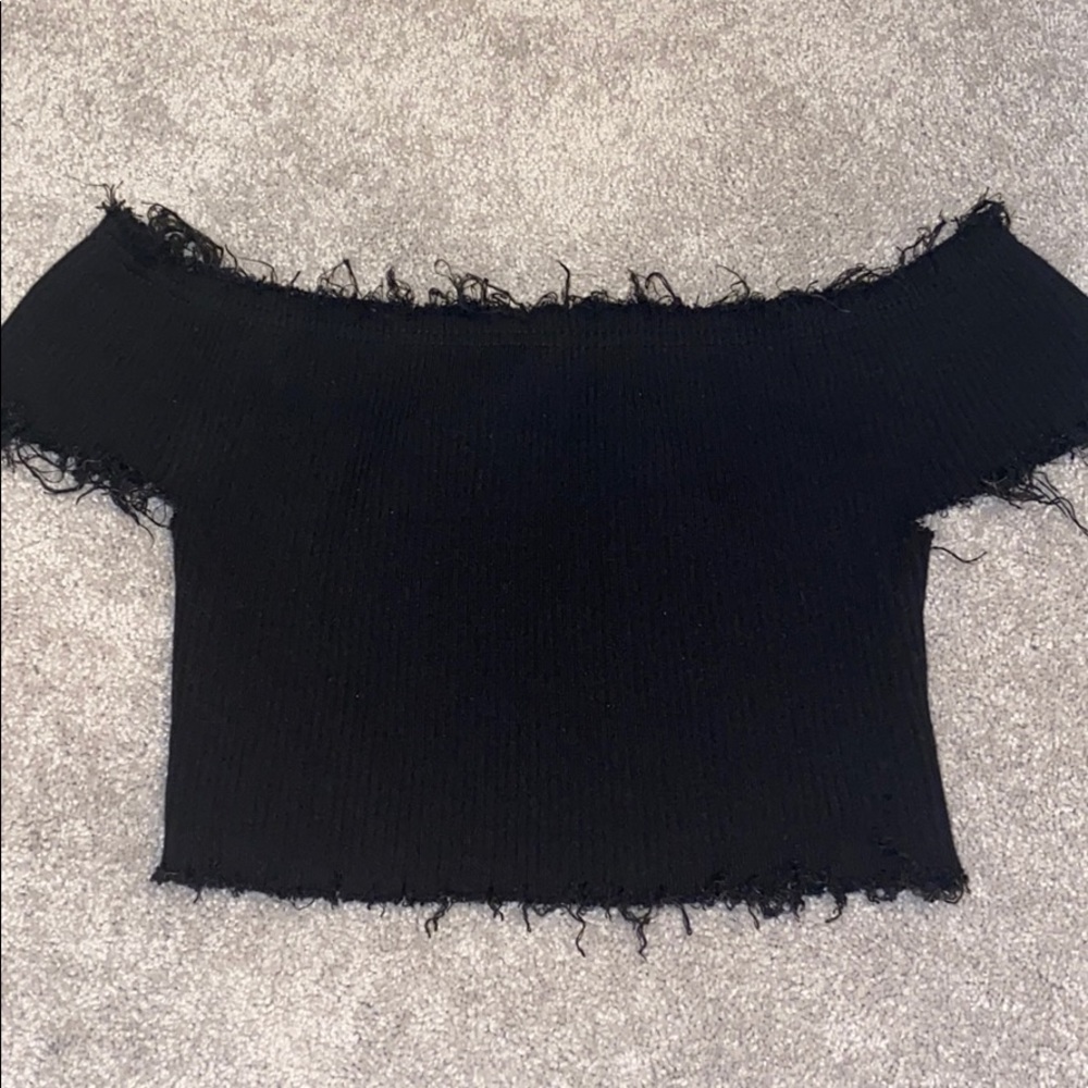 Black off the shoulder cropped top